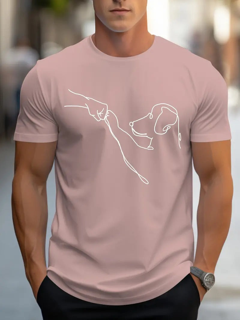 T-shirt homme à col rond avec impression amusante de chien et poing - Carl