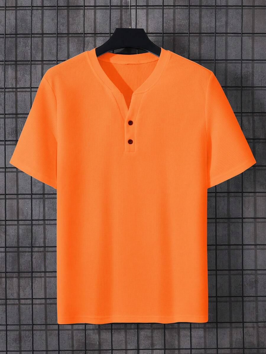 Orange herre T-shirt med hakket hals