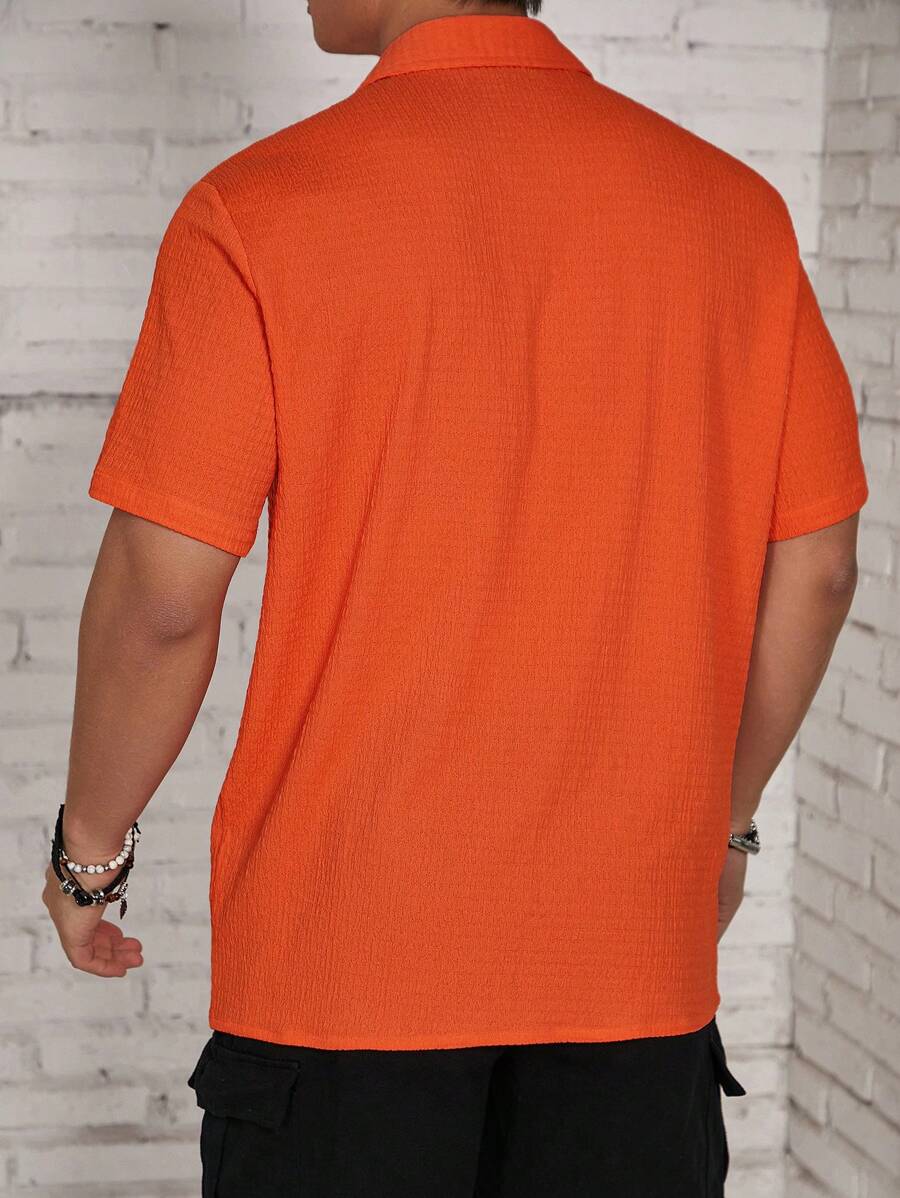 Orange herre kortærmet skjorte