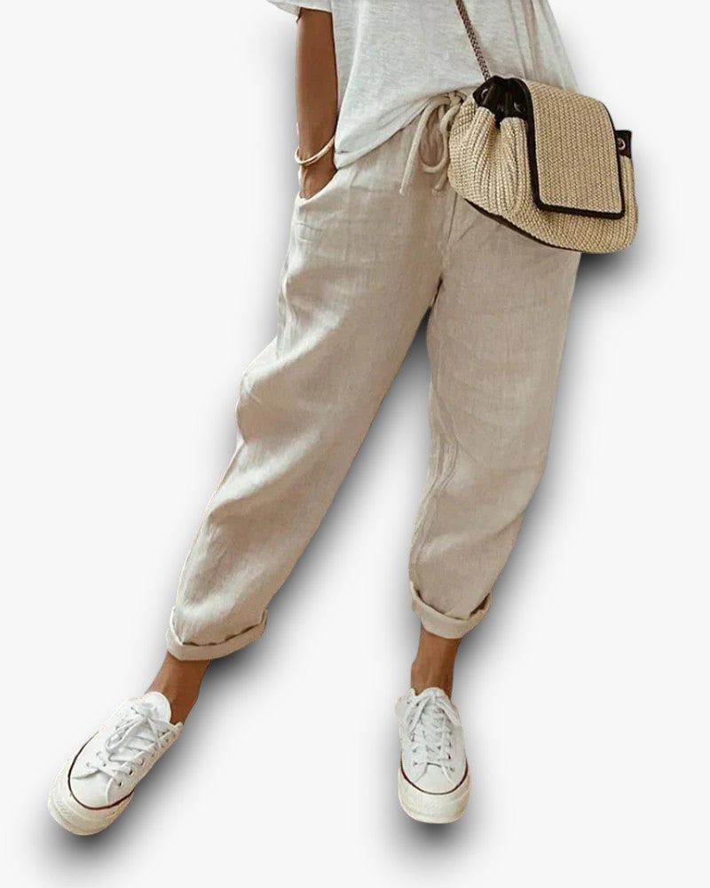 Yanna - Pantalon décontracté en lin pour femmes