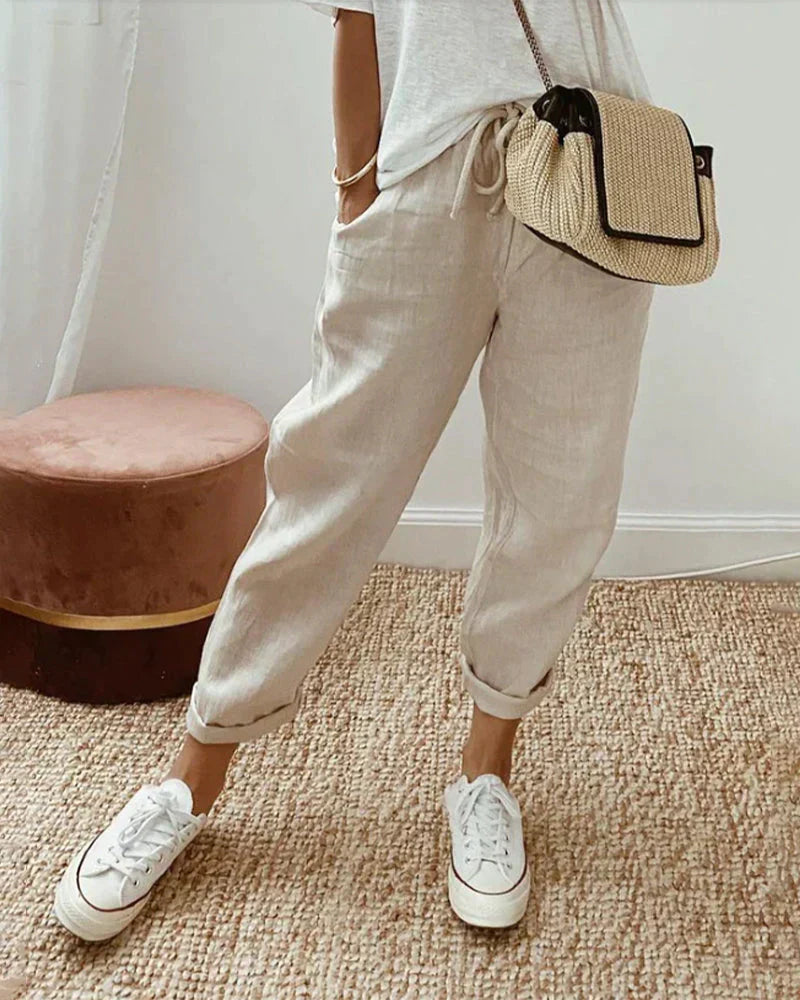 Yanna - Pantalon décontracté en lin pour femmes