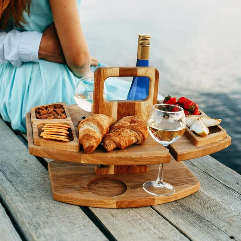 WineCo - Bærbart Træ Picnic Vinbord