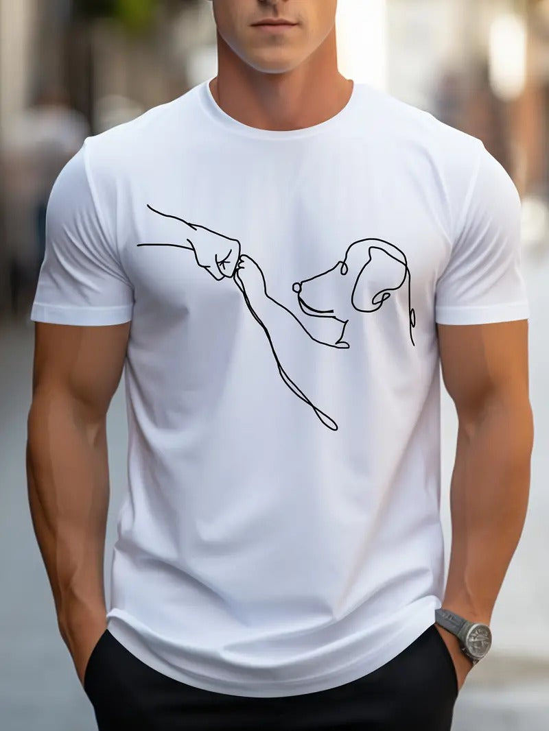 T-shirt homme à col rond avec impression amusante de chien et poing - Carl