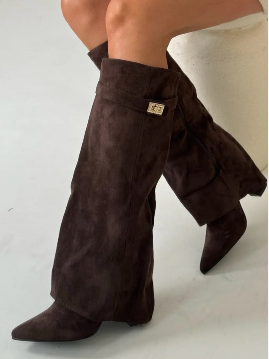 Bez - kniehohe Wildlederstiefel mit Absatz