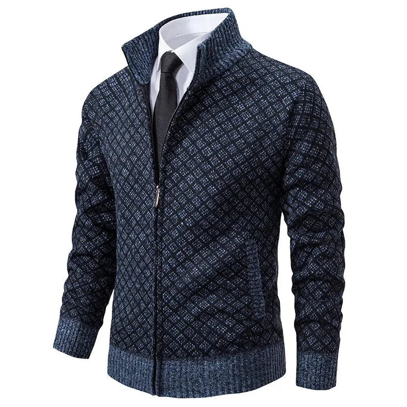 Veste de printemps pour homme avec fermeture éclair et motif géométrique
