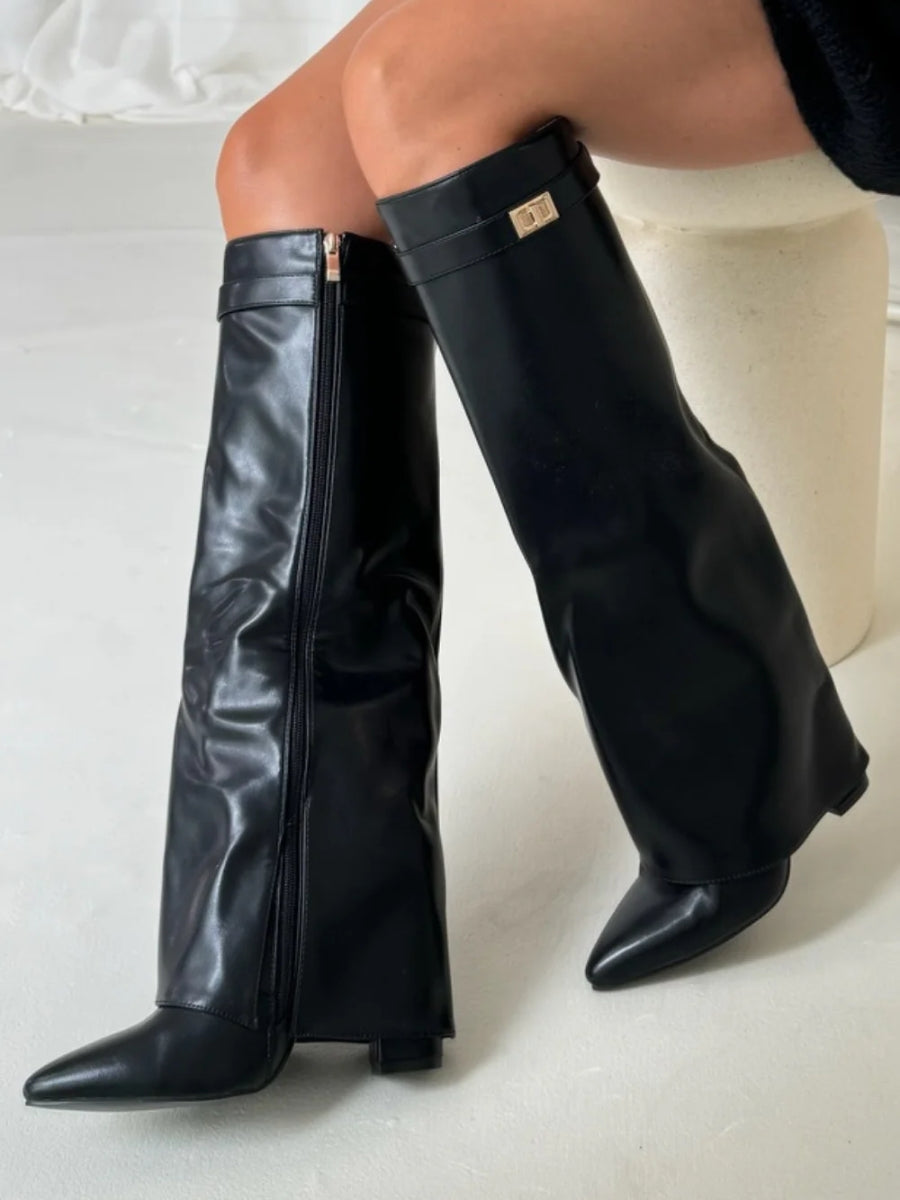 Bez - kniehohe Wildlederstiefel mit Absatz