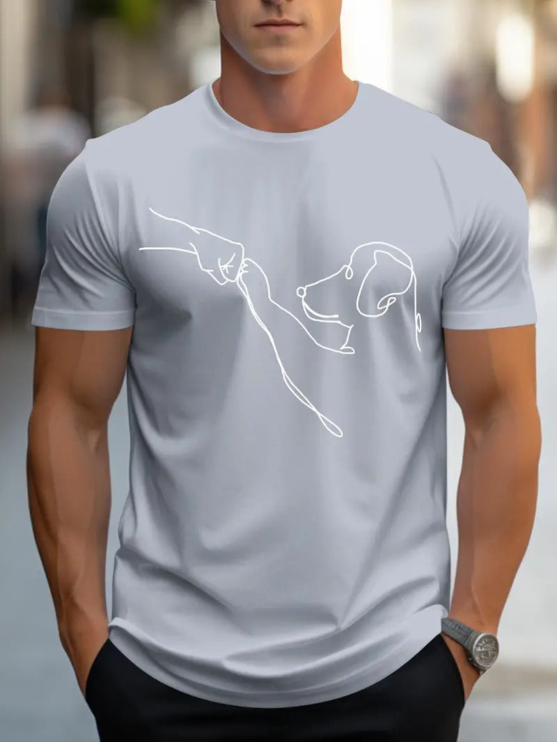 T-shirt homme à col rond avec impression amusante de chien et poing - Carl