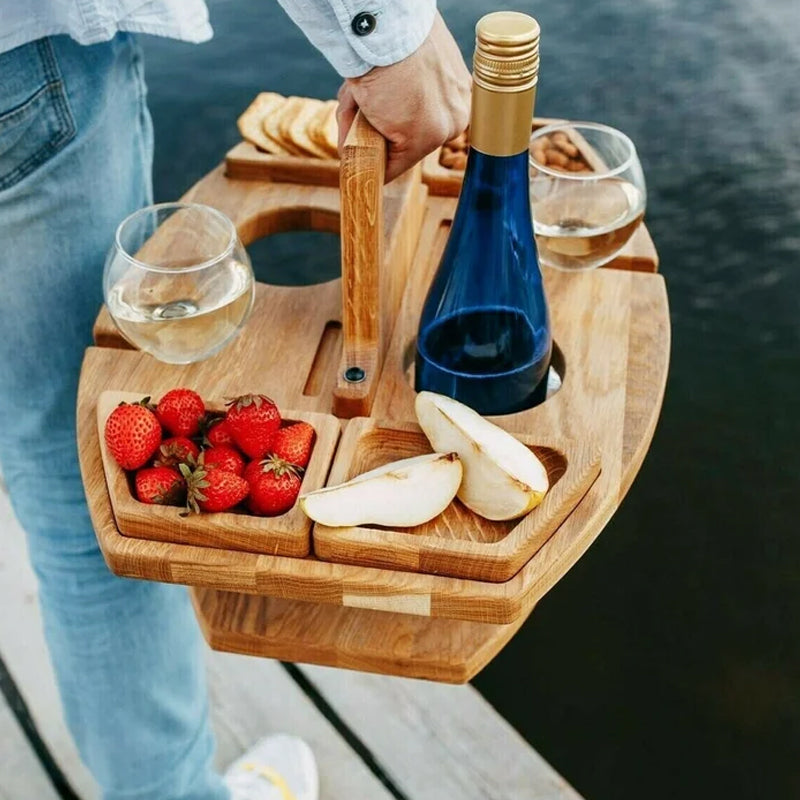 WineCo - Bærbart Træ Picnic Vinbord