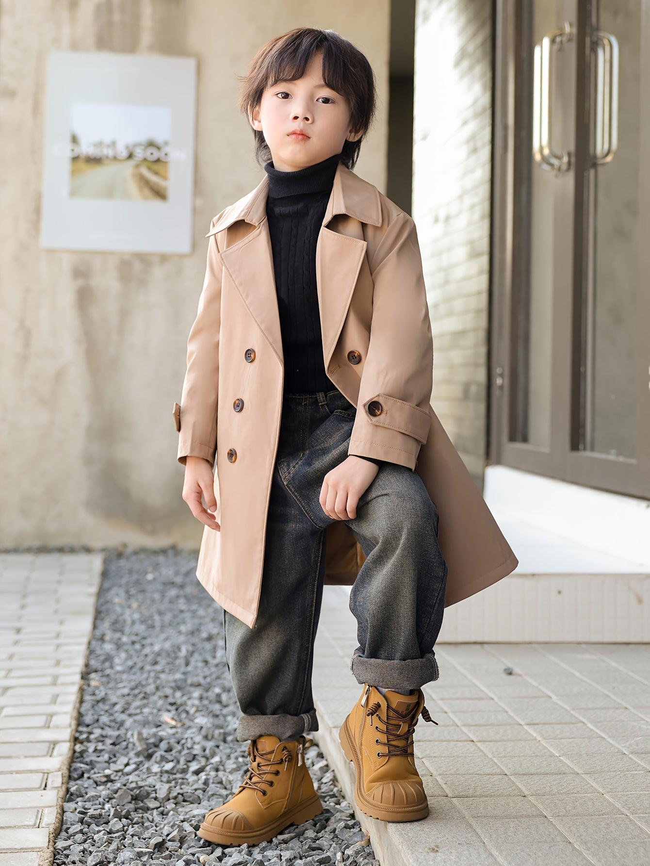 Windbreaker for Boys, Mid-Length with Double Buttons - Franz