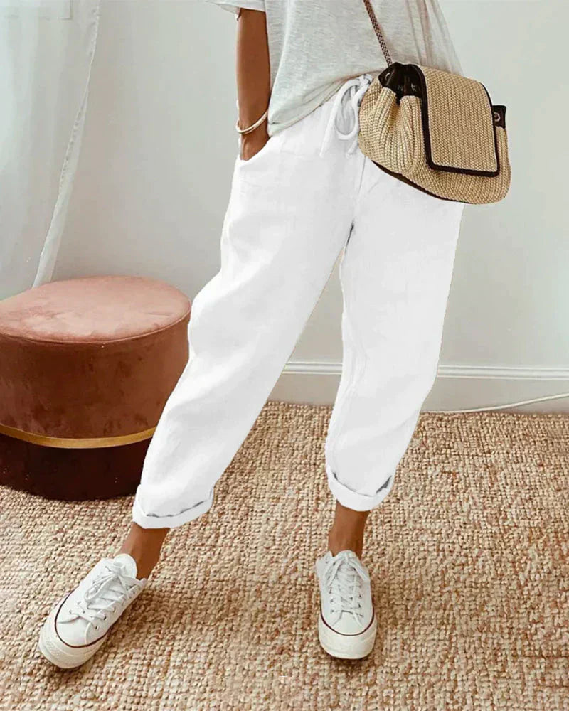 Yanna - Pantalon décontracté en lin pour femmes