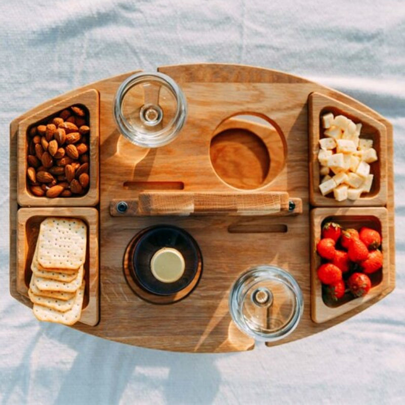 WineCo - Bærbart Træ Picnic Vinbord