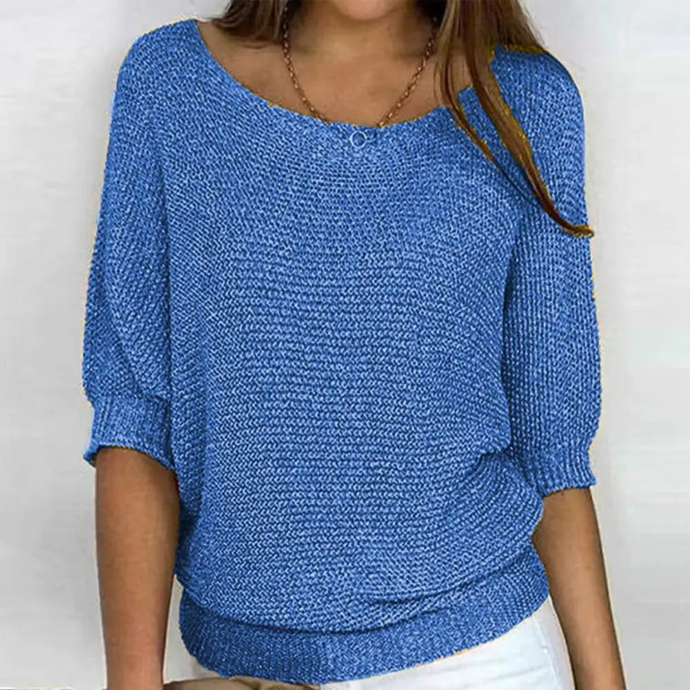 Noami – Varm strikket sweater med sommerfugleærmer og rund hals