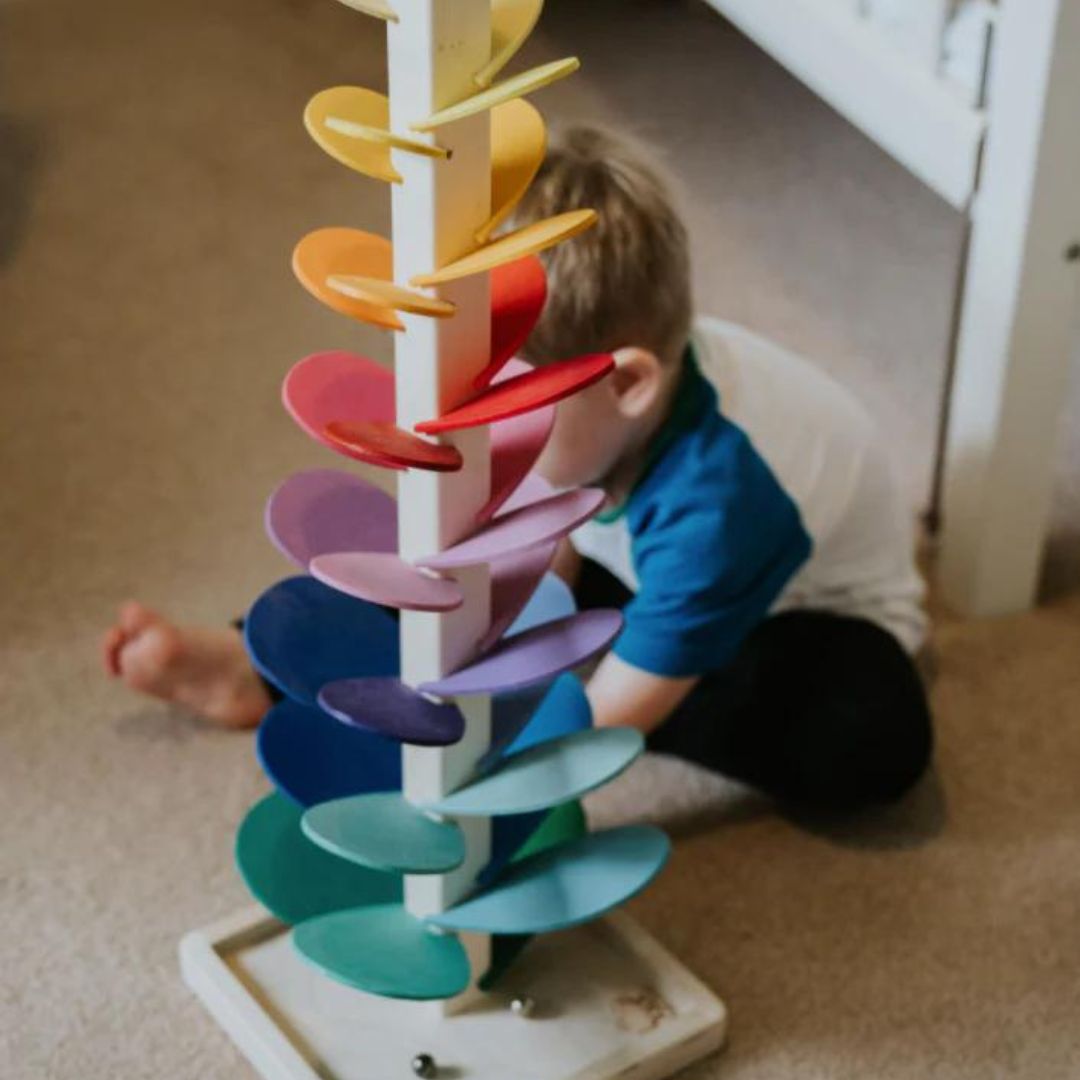 Jouet Arbre en Marbre Arc-en-ciel - Jeu de Lâcher de Balle Montessori