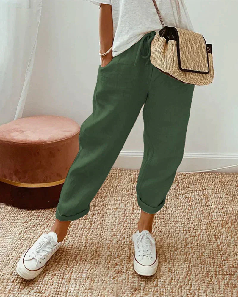 Yanna - Pantalon décontracté en lin pour femmes