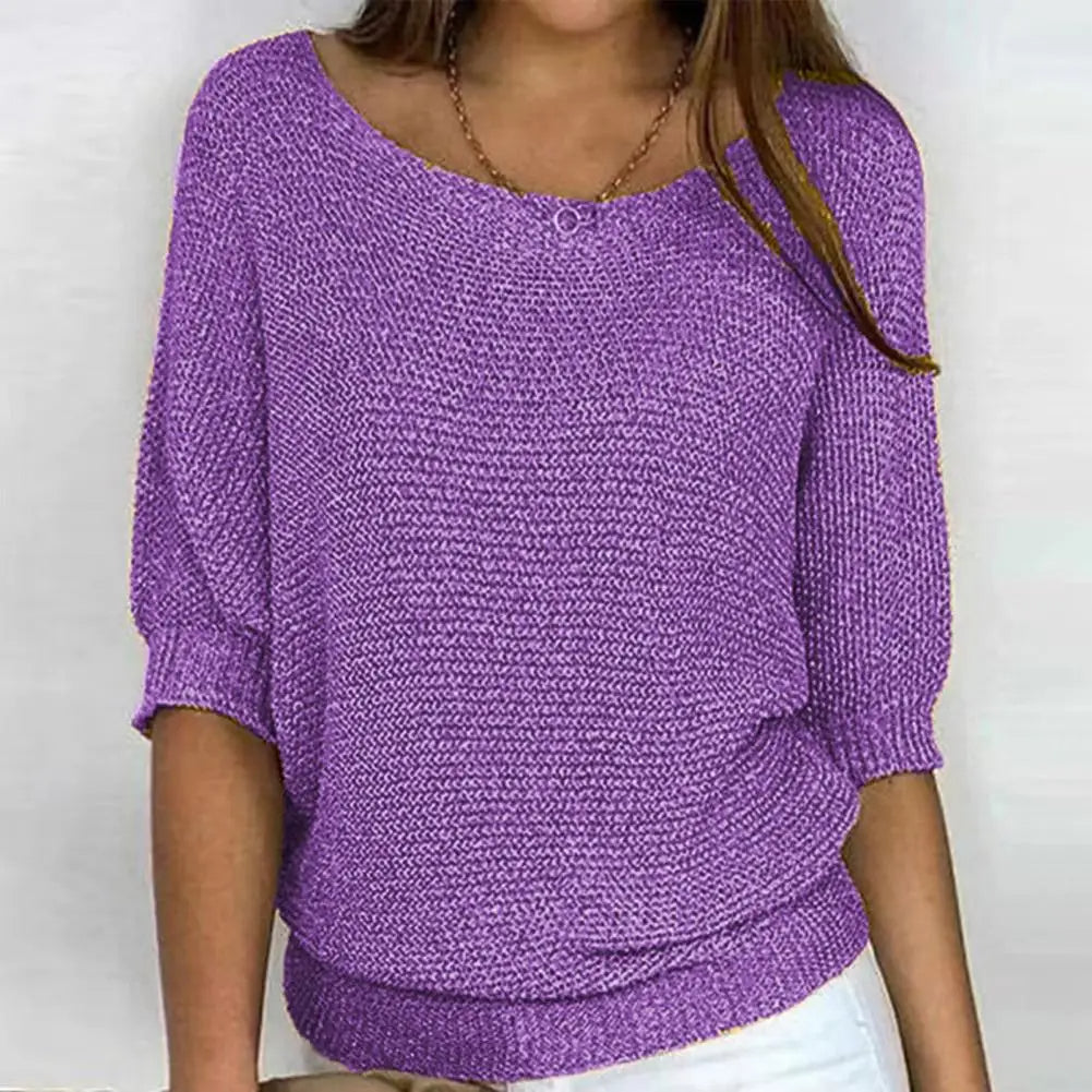 Noami – Varm strikket sweater med sommerfugleærmer og rund hals