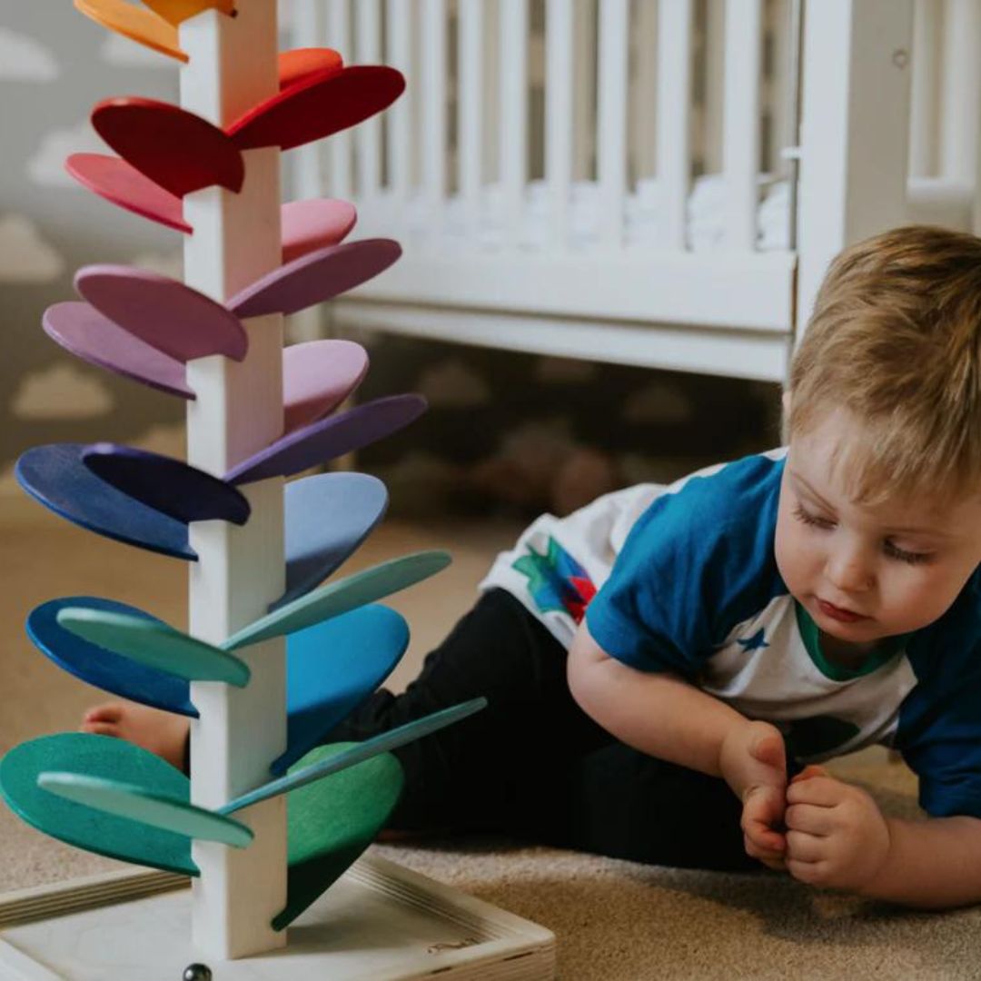 Jouet Arbre en Marbre Arc-en-ciel - Jeu de Lâcher de Balle Montessori