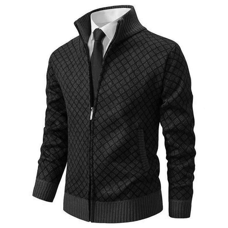 Veste de printemps pour homme avec fermeture éclair et motif géométrique