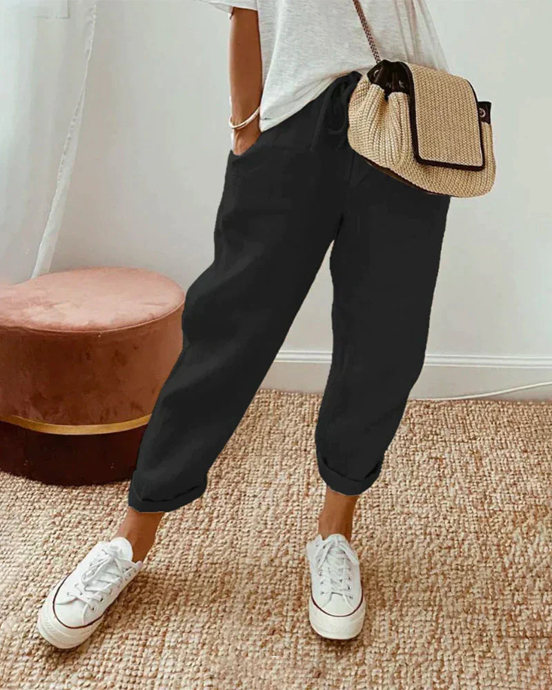 Yanna - Pantalon décontracté en lin pour femmes