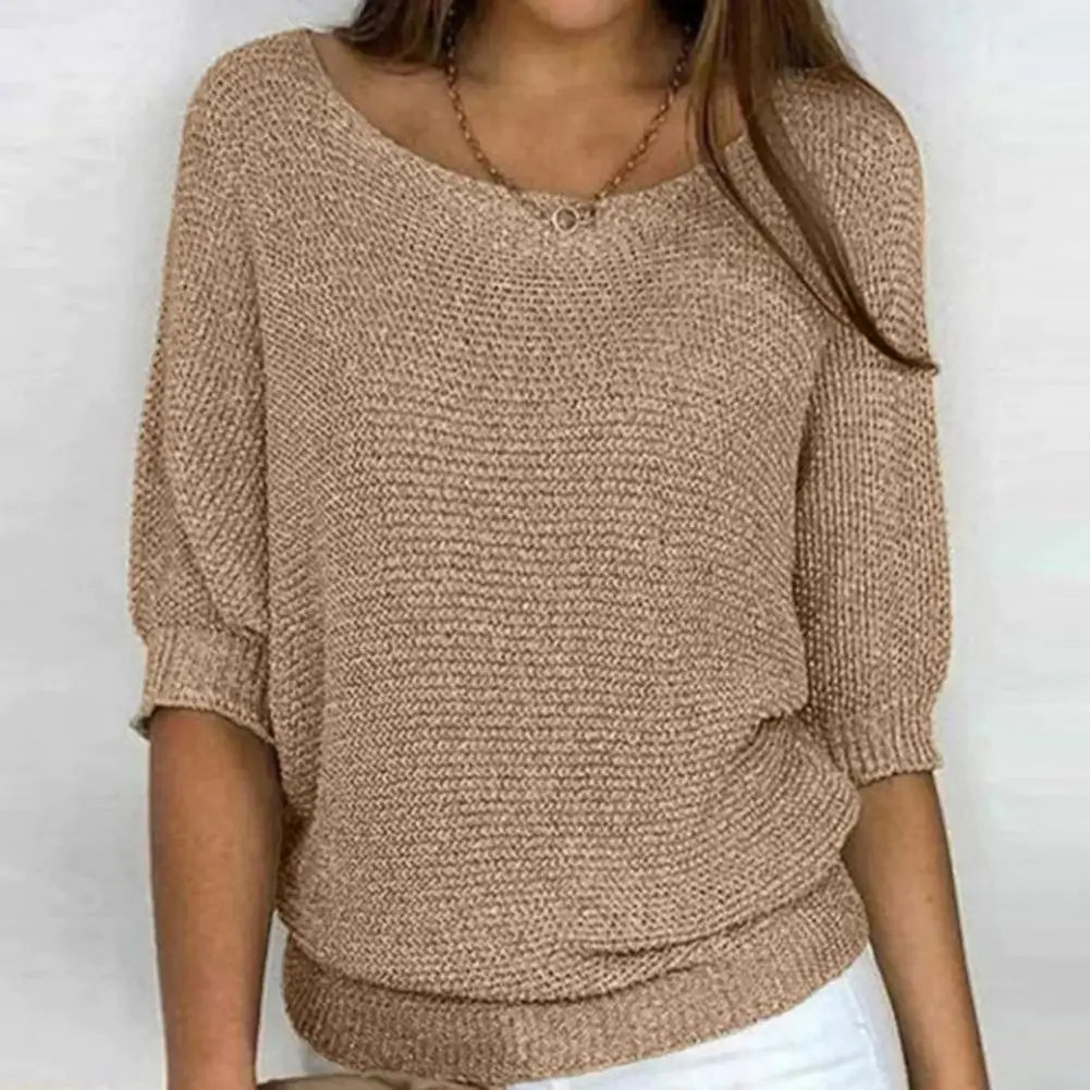 Noami – Varm strikket sweater med sommerfugleærmer og rund hals