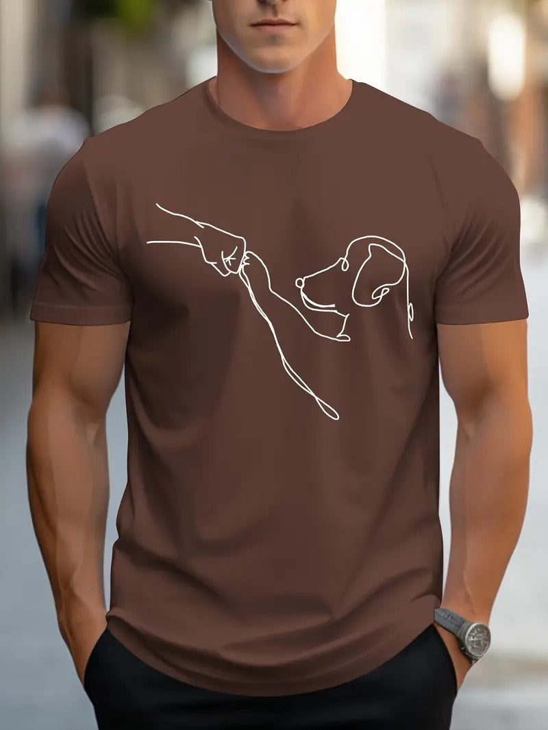 T-shirt homme à col rond avec impression amusante de chien et poing - Carl