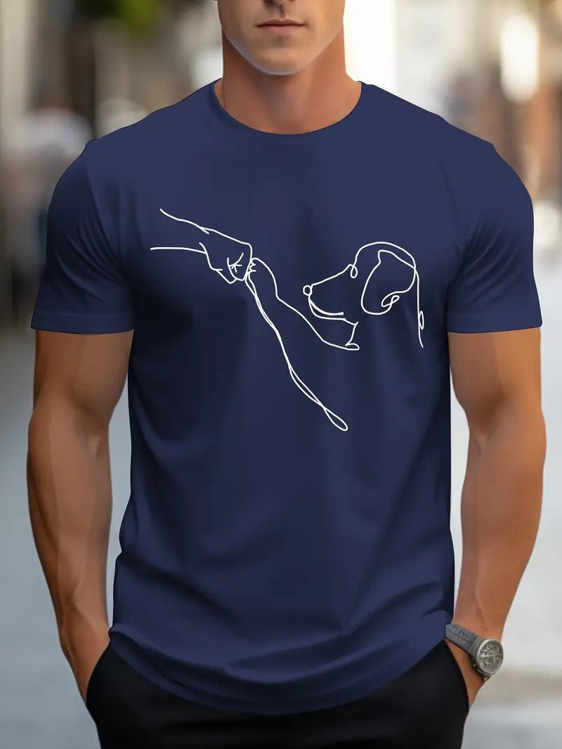 T-shirt homme à col rond avec impression amusante de chien et poing - Carl