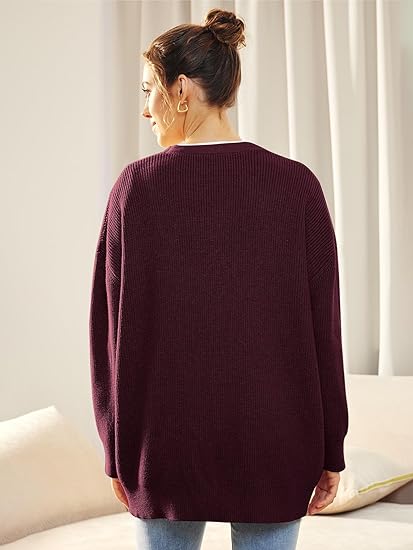 Oversized cardigan til kvinder med V-hals og knaplukning - Aleen