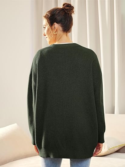 Oversized cardigan til kvinder med V-hals og knaplukning - Aleen