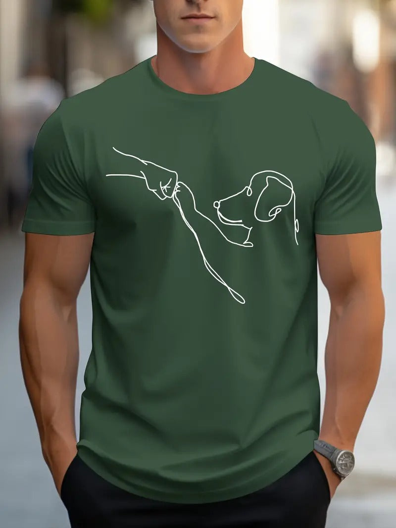T-shirt homme à col rond avec impression amusante de chien et poing - Carl