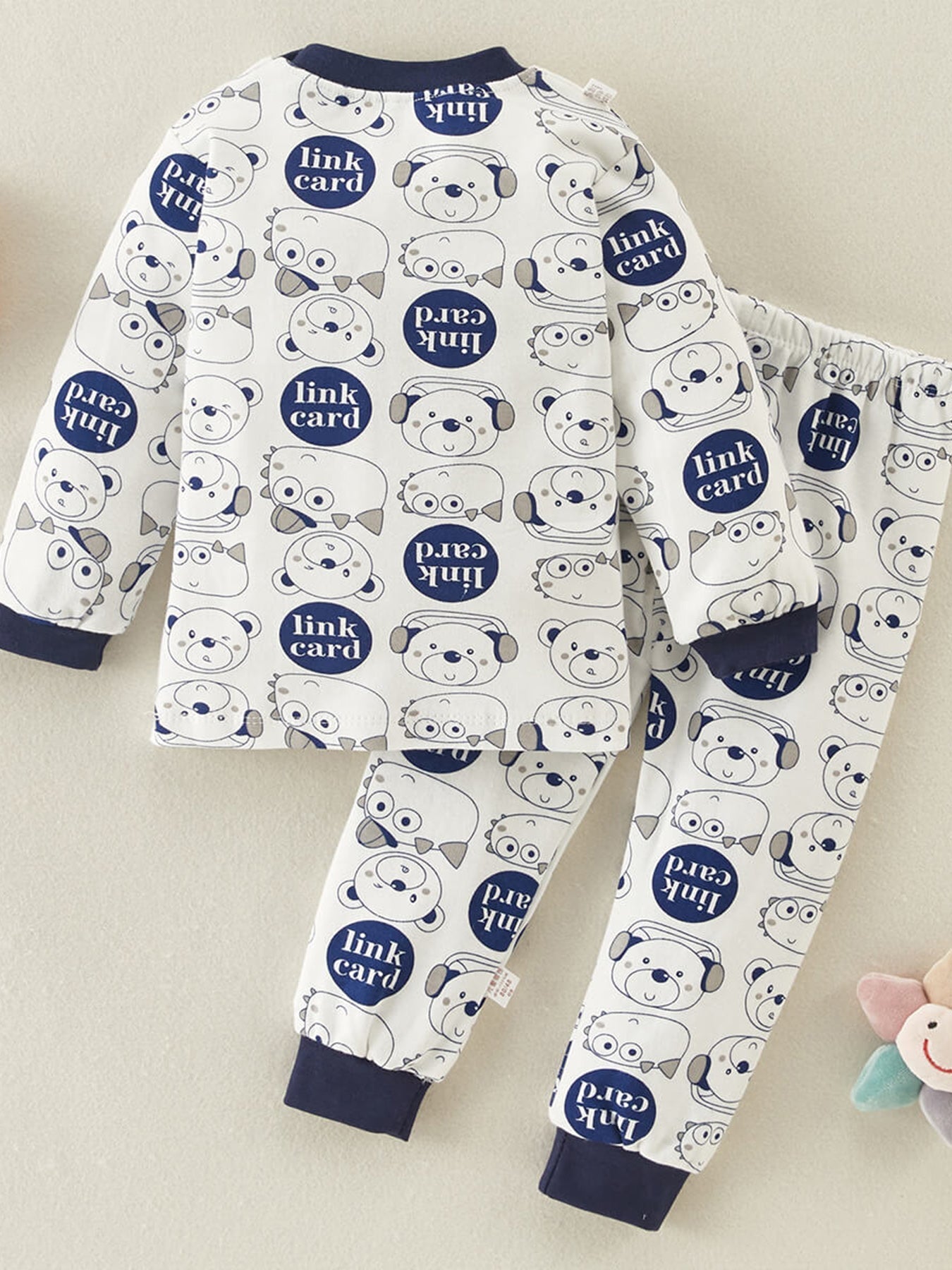 2-piece set cartoon letter print jumper with long sleeves and trousers - Jano