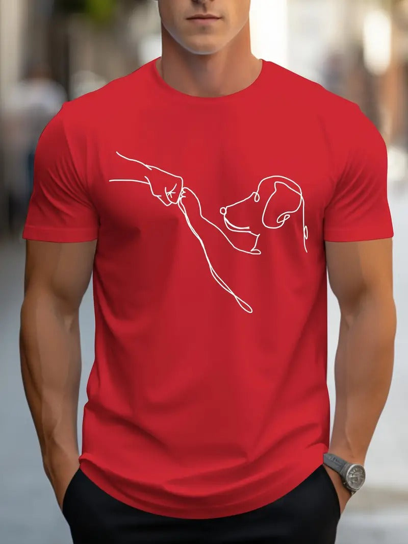 T-shirt homme à col rond avec impression amusante de chien et poing - Carl