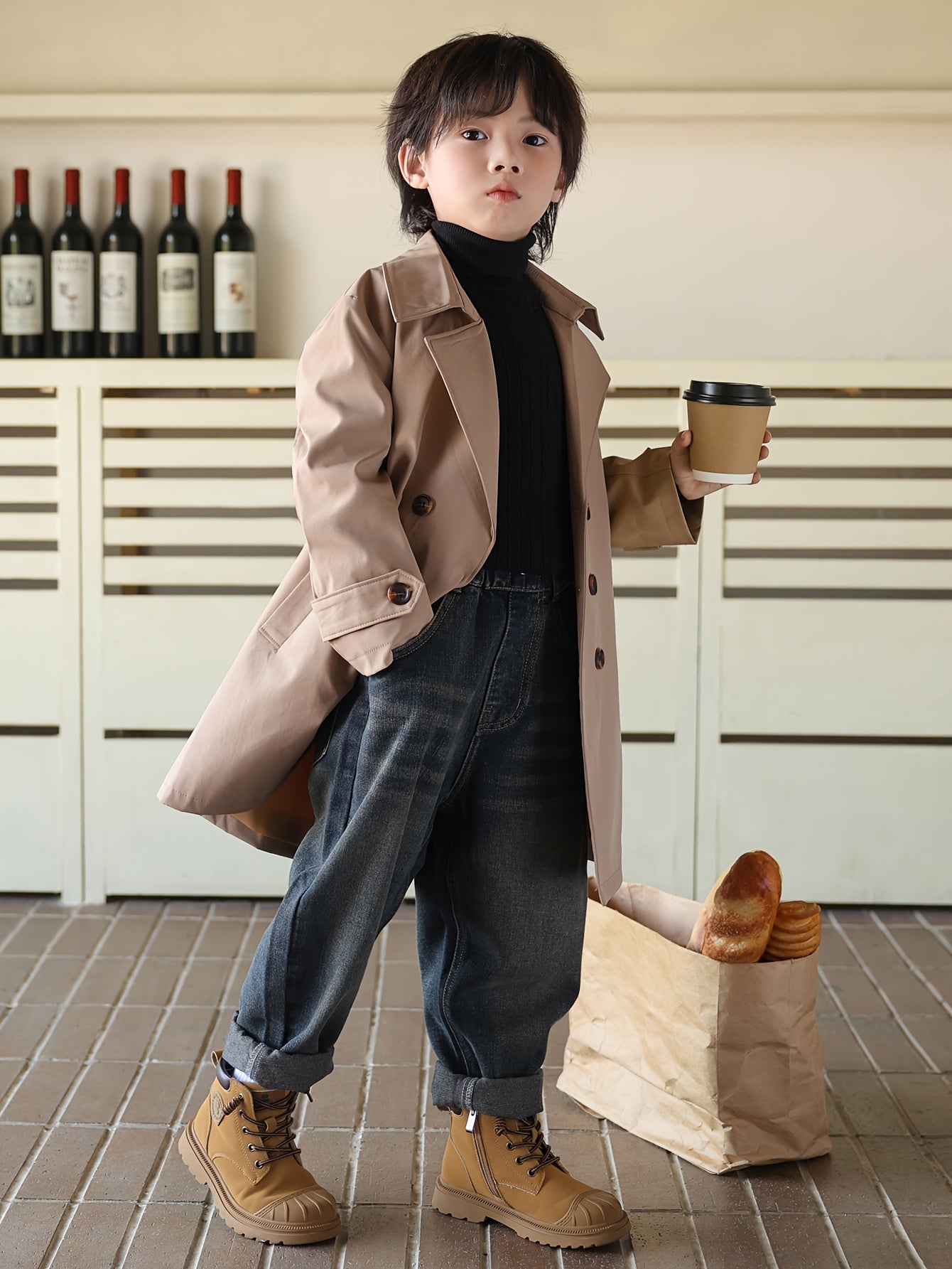 Windbreaker for Boys, Mid-Length with Double Buttons - Franz
