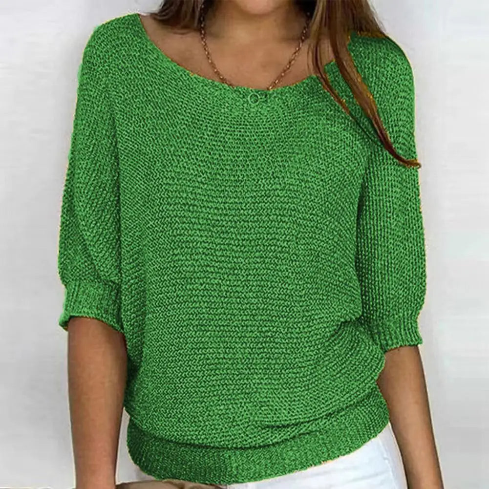 Noami – Varm strikket sweater med sommerfugleærmer og rund hals