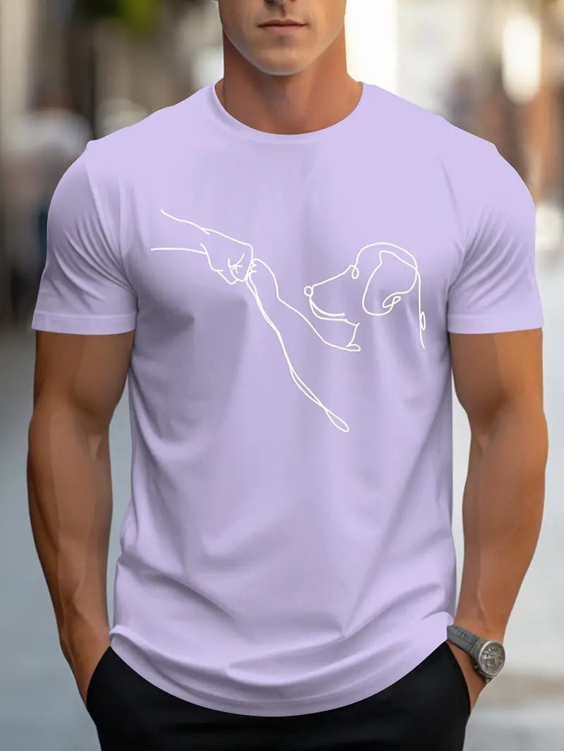 T-shirt homme à col rond avec impression amusante de chien et poing - Carl