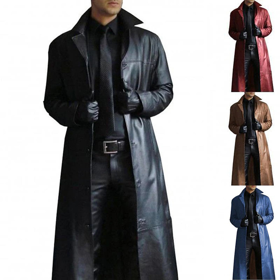 Boston - Manteau long en cuir synthétique pour hommes