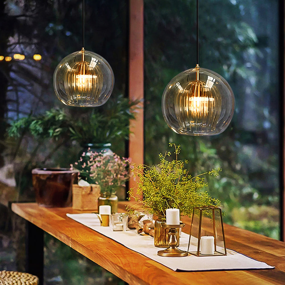 SolarisGlow - AmberSphere pendel lampe med strålende elegance