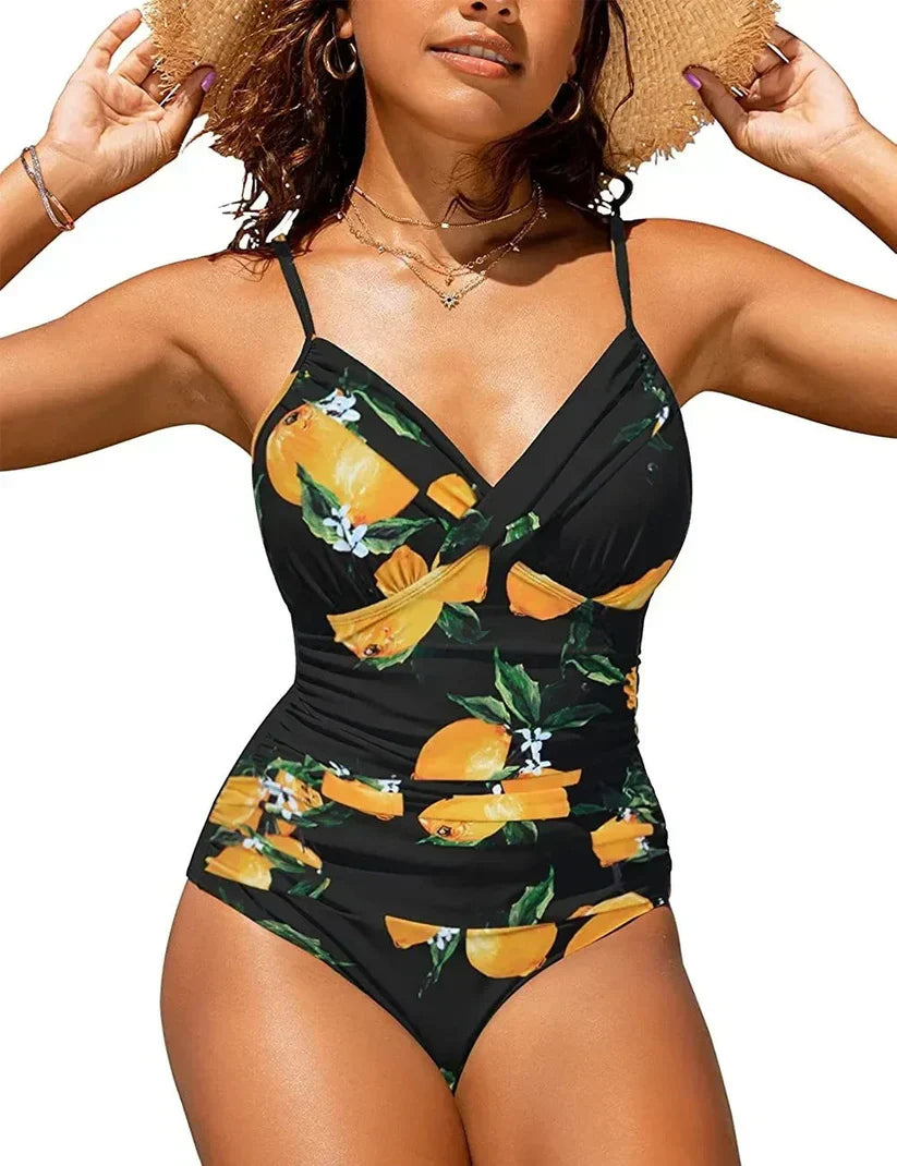 Maillot de bain push-up avec col en V pour femmes