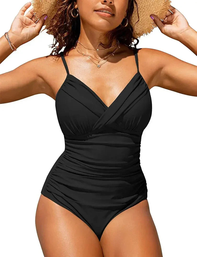 Maillot de bain push-up avec col en V pour femmes