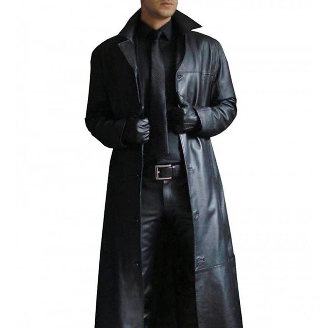 Boston - Manteau long en cuir synthétique pour hommes