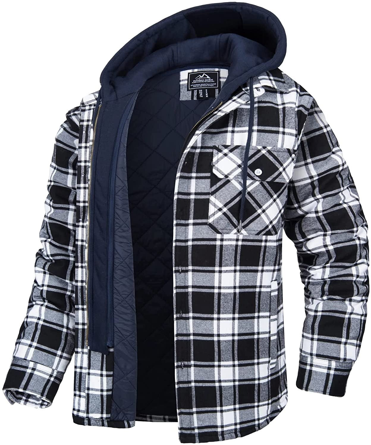 Veste à carreaux pour hommes avec capuche - Piolo
