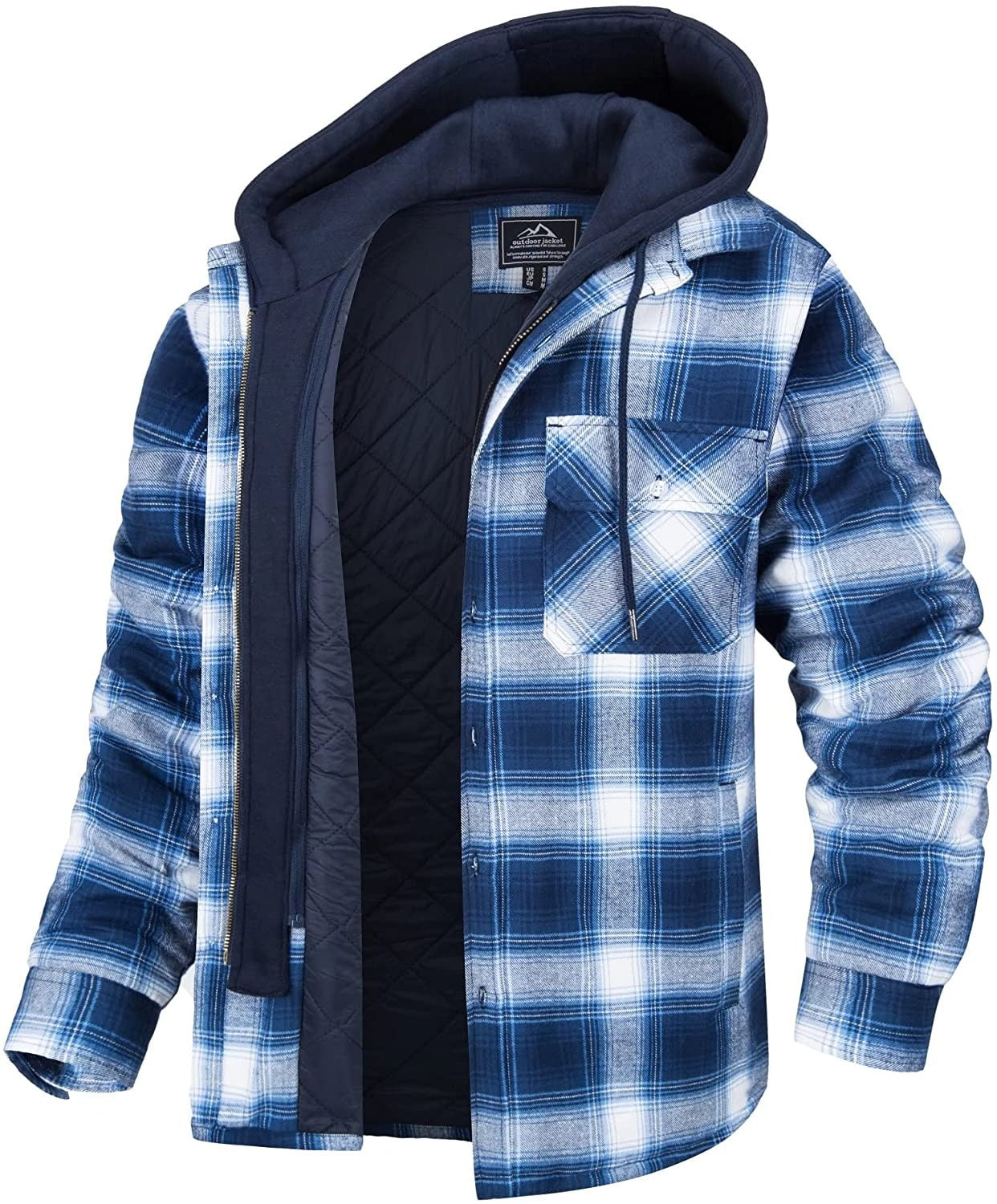 Veste à carreaux pour hommes avec capuche - Piolo