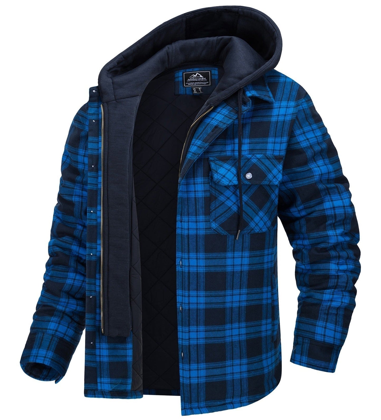 Veste à carreaux pour hommes avec capuche - Piolo