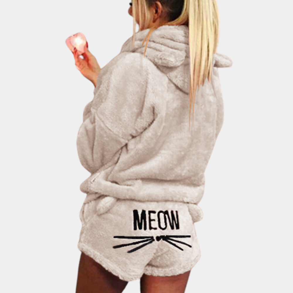 Miaou - Ensemble pyjama en polaire ultra confortable pour se détendre chat