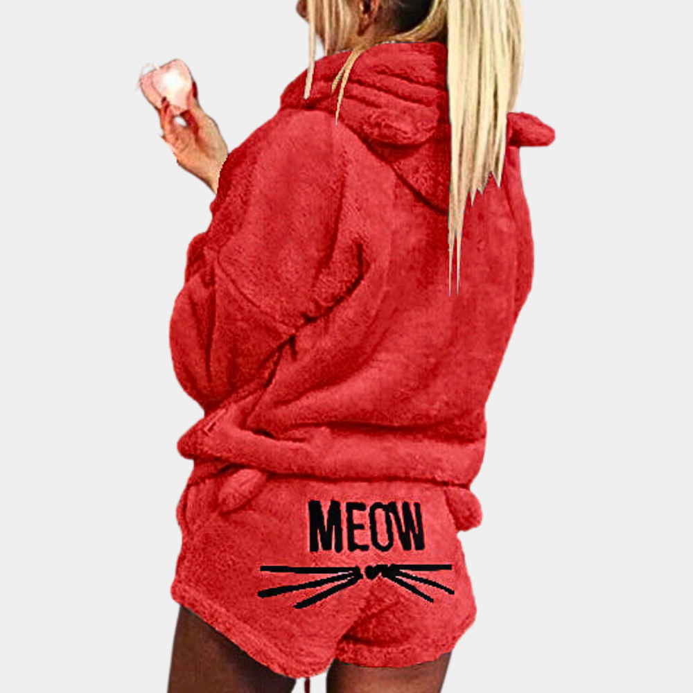 Miaou - Ensemble pyjama en polaire ultra confortable pour se détendre chat