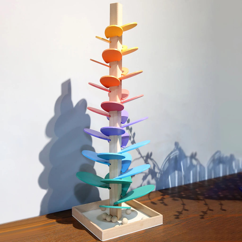 Jouet Arbre en Marbre Arc-en-ciel - Jeu de Lâcher de Balle Montessori