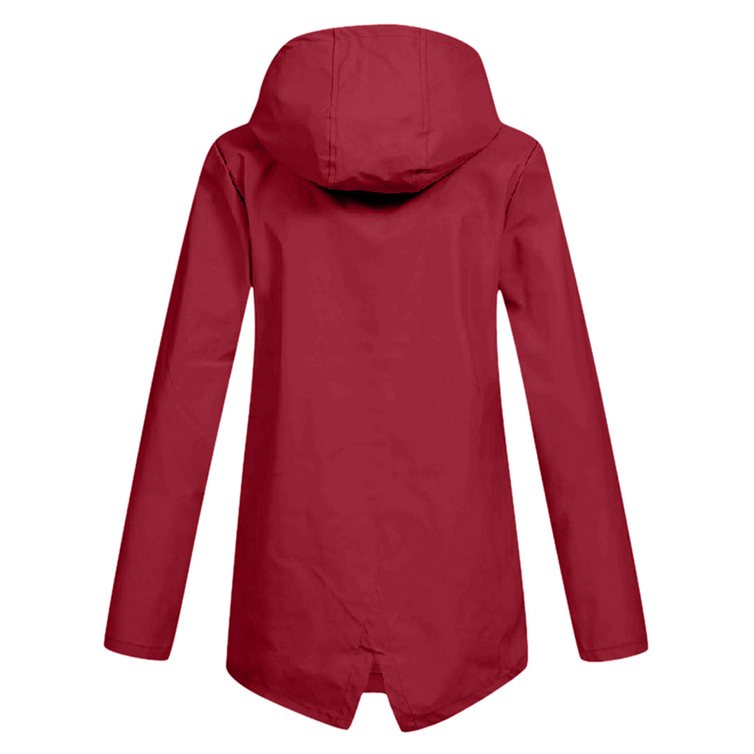 Presca - Langer Regenmantel mit Kapuze und Taschen für Damen