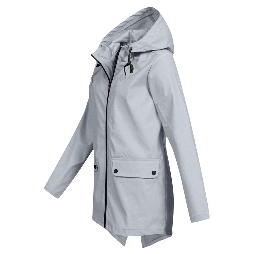 Presca - Langer Regenmantel mit Kapuze und Taschen für Damen
