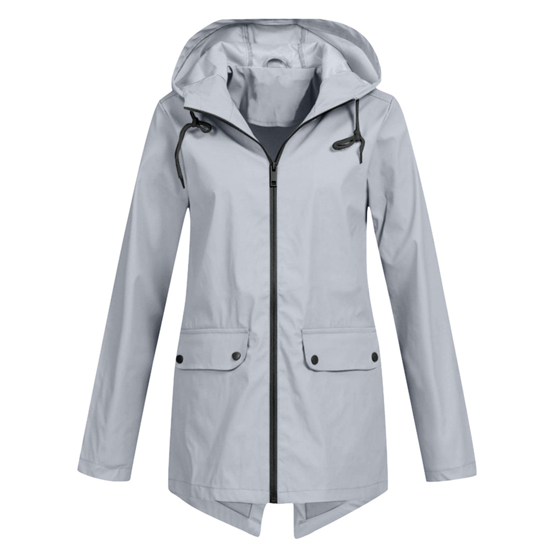 Presca - Langer Regenmantel mit Kapuze und Taschen für Damen