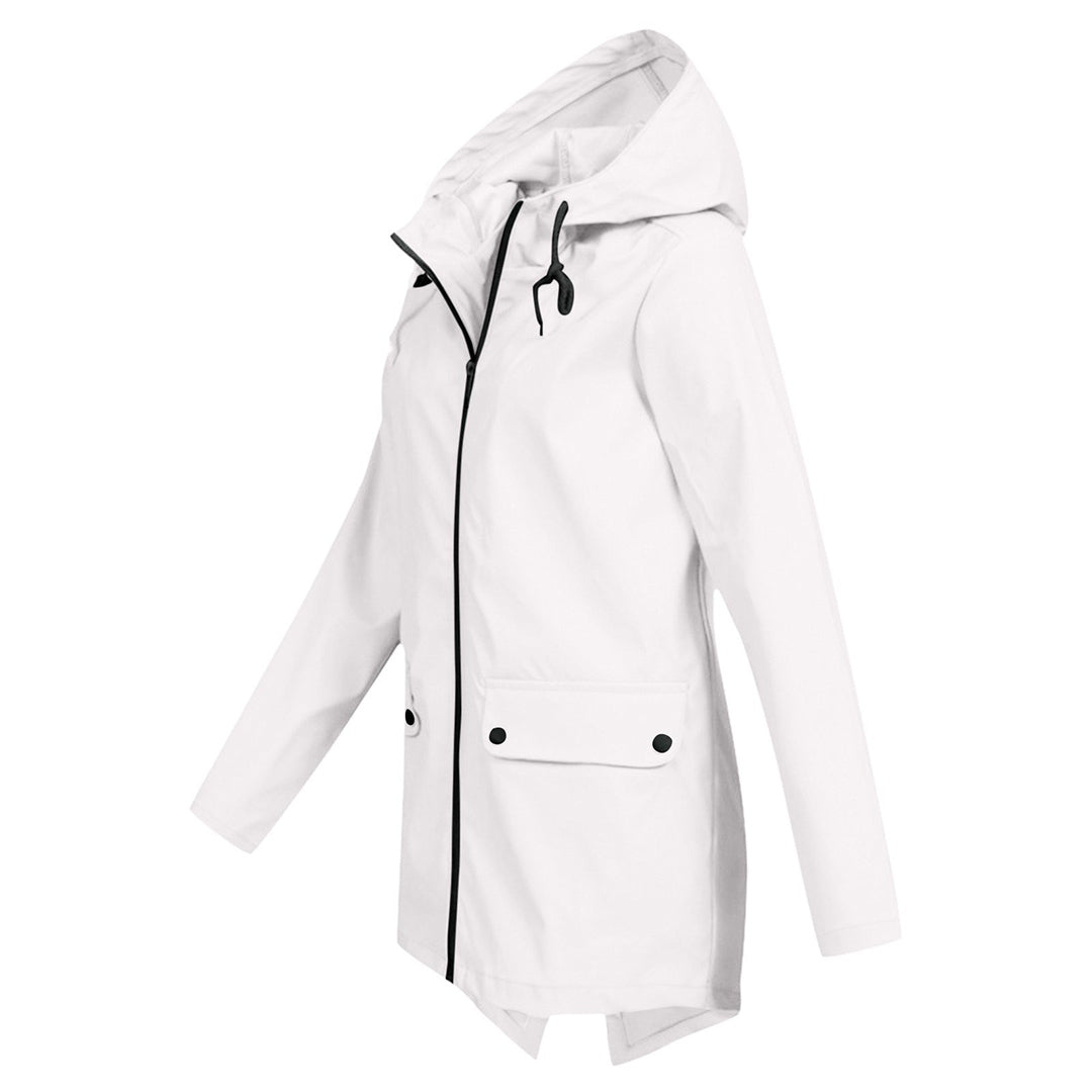 Presca - Langer Regenmantel mit Kapuze und Taschen für Damen