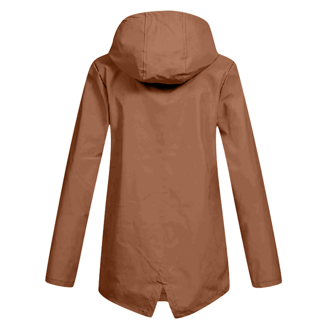 Presca - Langer Regenmantel mit Kapuze und Taschen für Damen