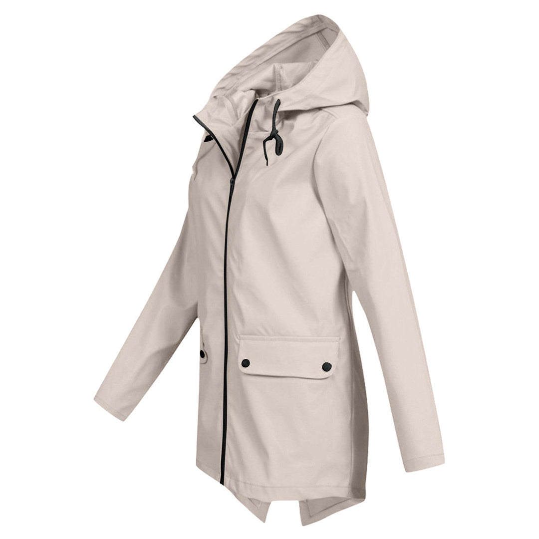Presca - Langer Regenmantel mit Kapuze und Taschen für Damen